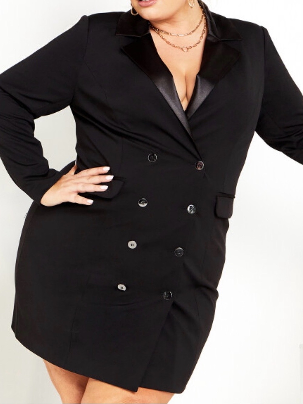 City Chic Black Long Sleeve Blazer Dress - Picture 4 of 10